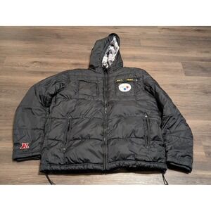 NFL Pro Line Pittsburgh Steelers Puffer Jacket Mens XL Black READ